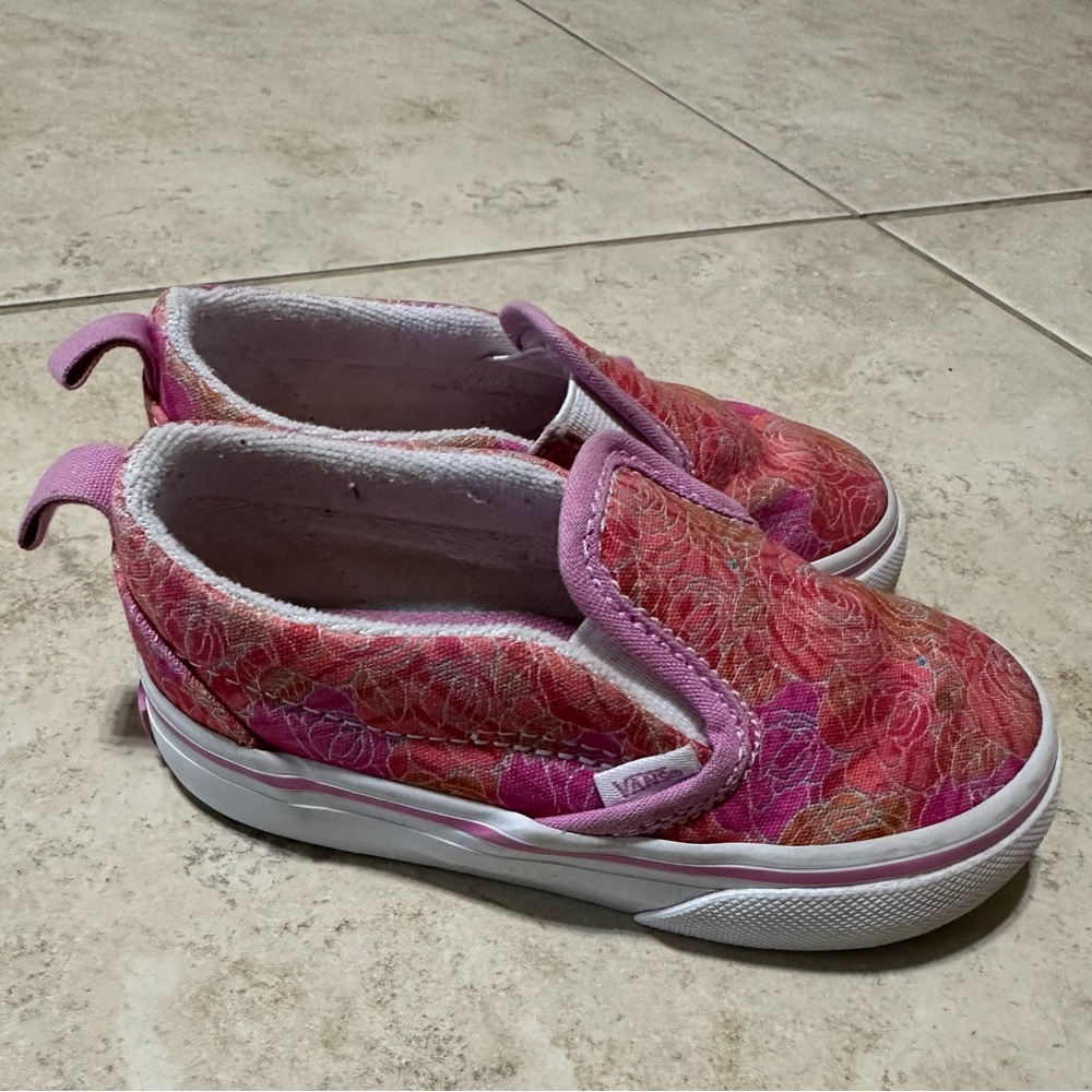 Vans Toddler Floral Pink Slip-On Sneakers